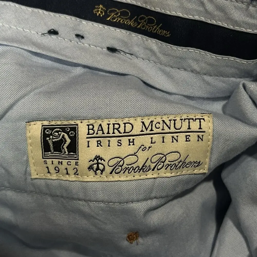 Brooks Brothers Pants Mens 32x30 Plaid Blue Irish Linen Clark Baird McNutt Chino